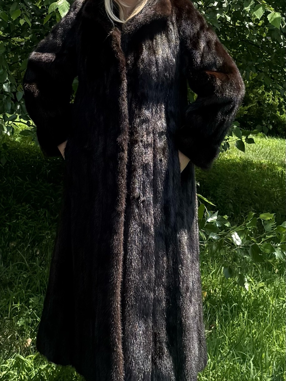 BLACKGLAMA Genuine Mink Fur Coat | Sorel New York | Full Length Luxury |M-L